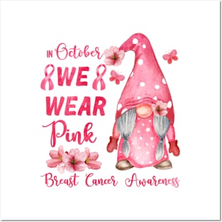 Breast Cancer Awareness Gnome - Pink Cancer Ribbon Support Posters and Art